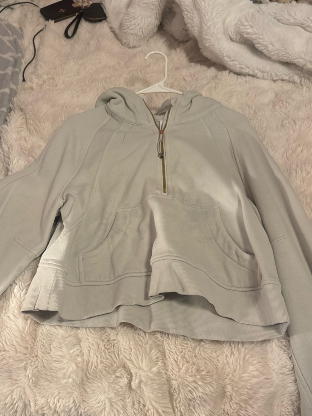 lululemon athletica Light Gray Half-Zip Hooded Sweater